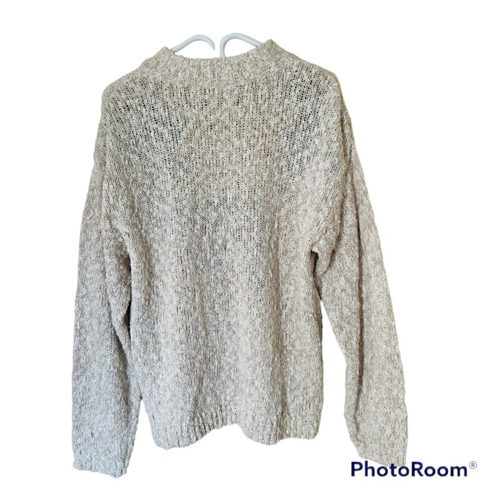 FLORAL Winter Sweater-Women's Sweater-Knit Jumper-Boho Knit-Beige Sweater- L - Picture 5 of 7
